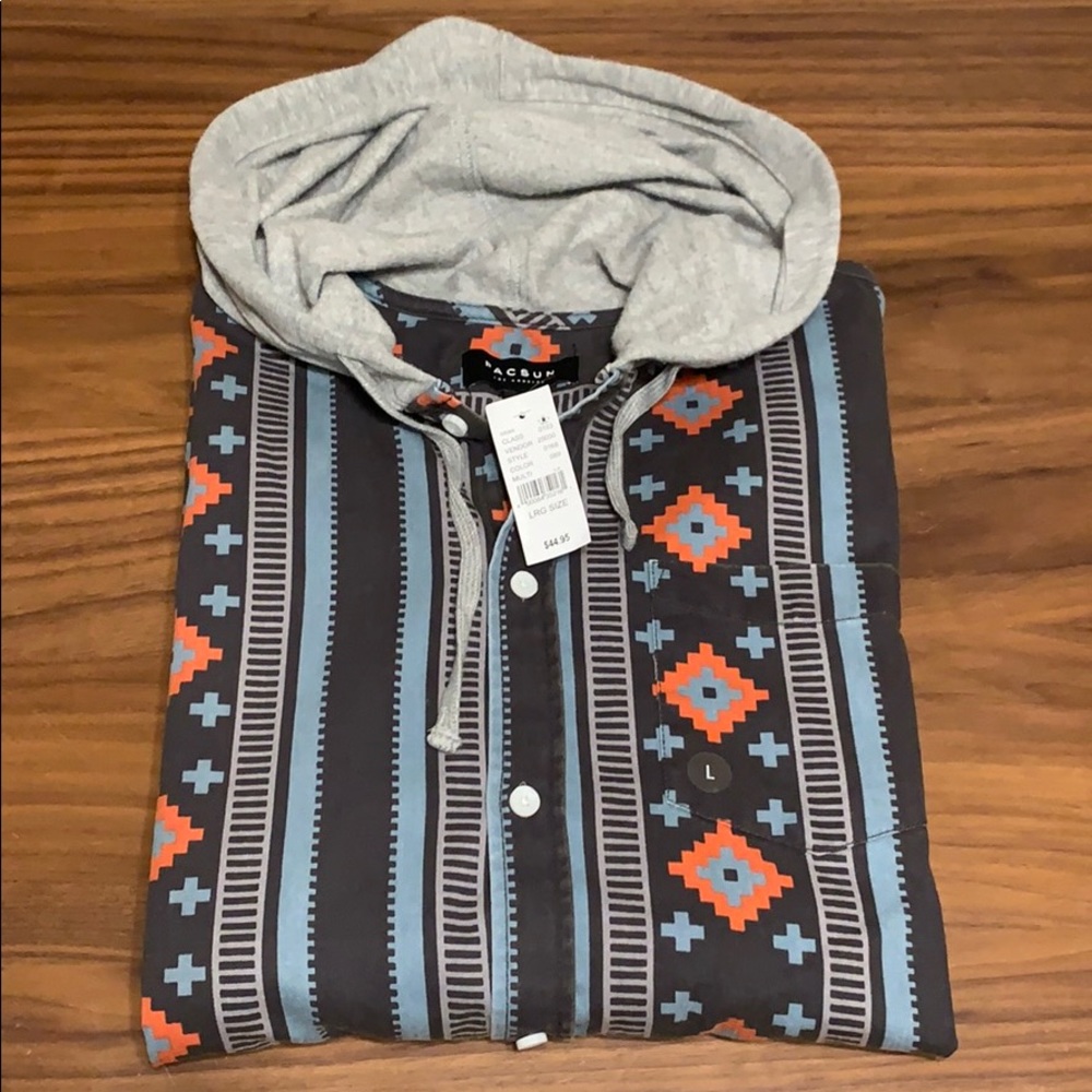 PACSUN Hooded Button Down Shirt